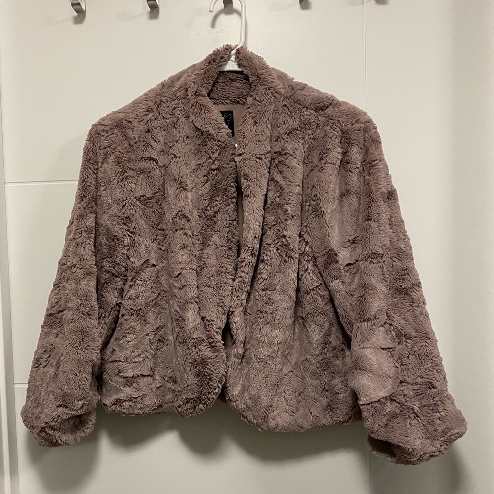 Ella Moss Fur Crop Teddy Bear Jacket, Size L